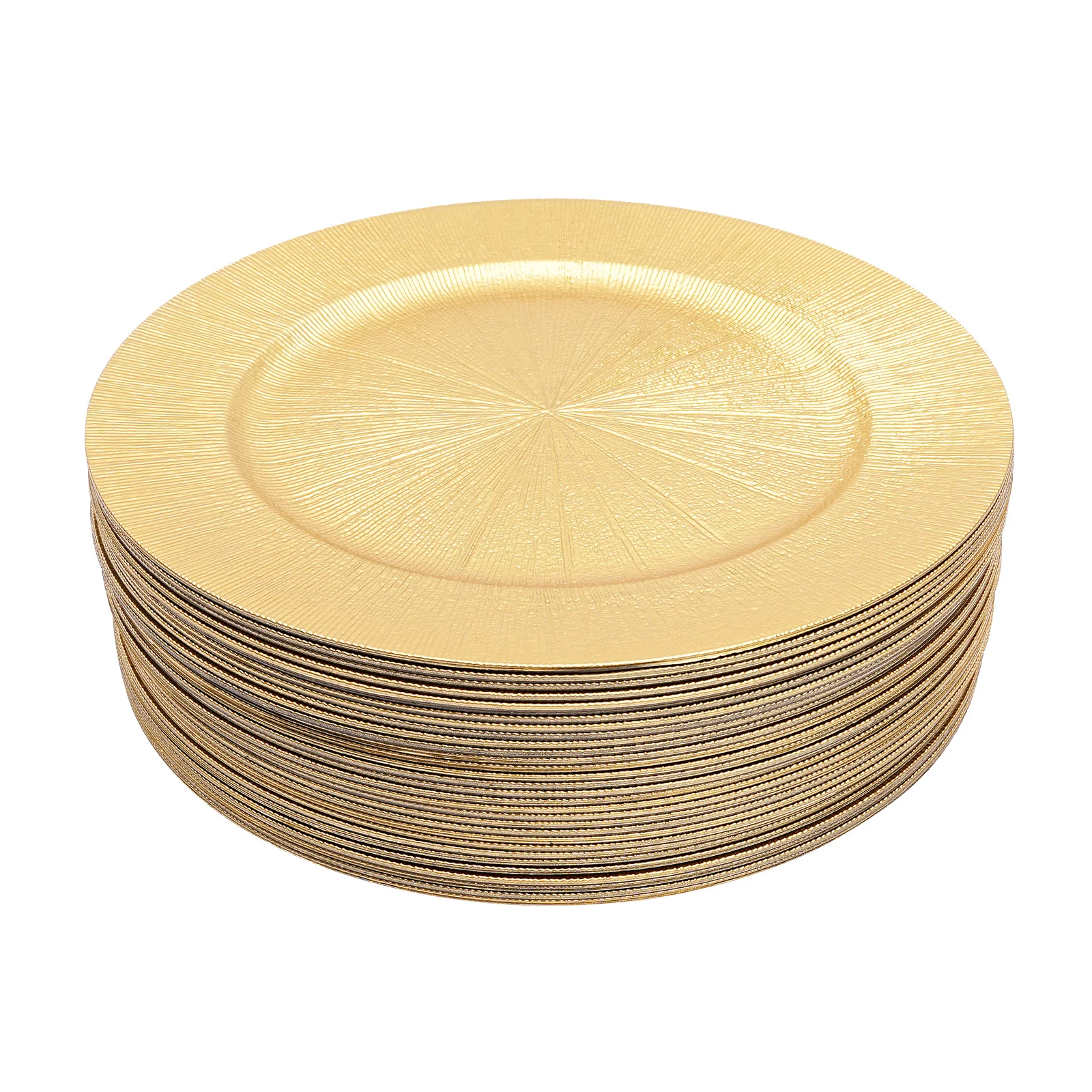

50 Pcs Gold Round Charger Plates Set, Reusable Serving Plates Decorative Dinner Plates for Wedding Party Banquets Picnics