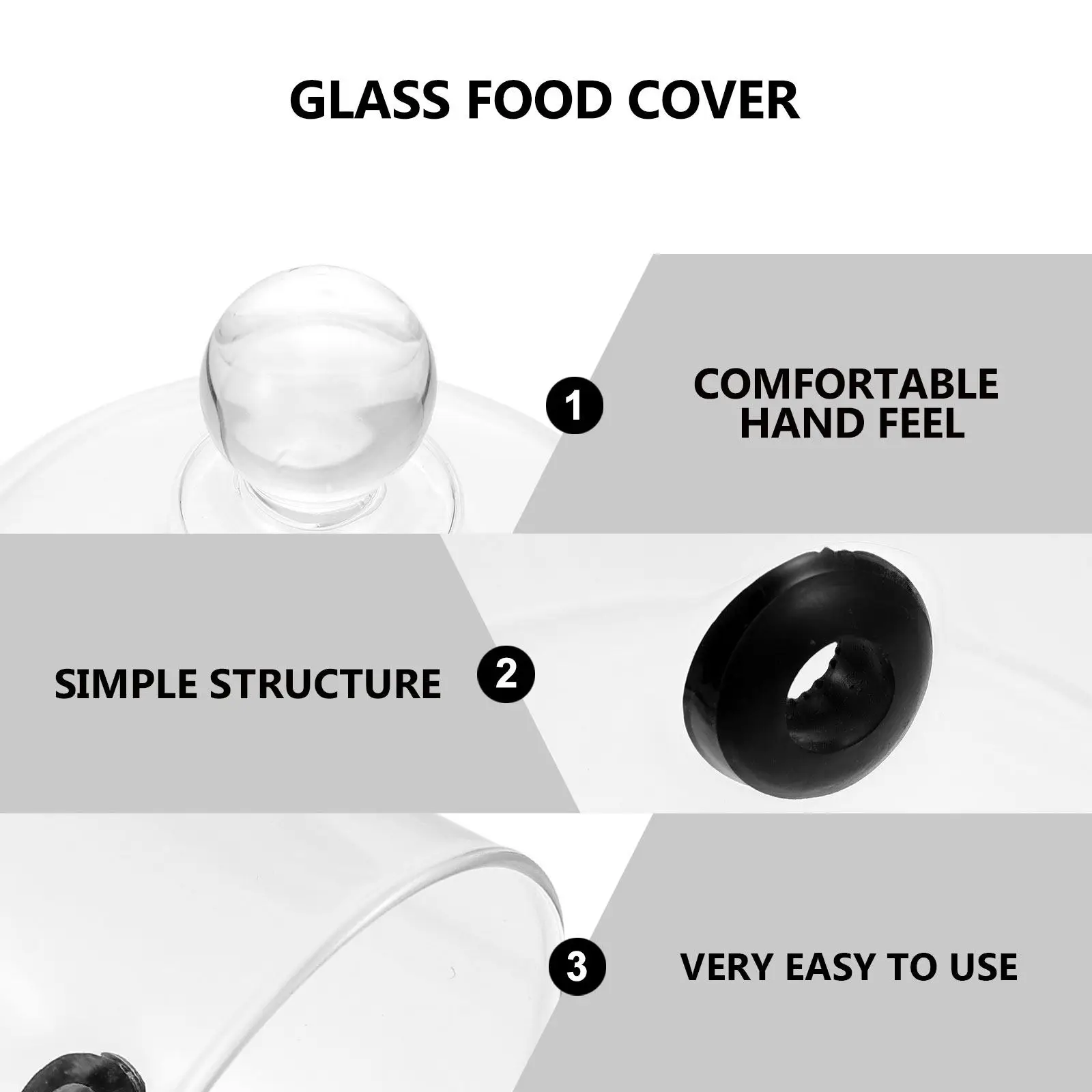 

Простая стеклянная крышка для еды, 1 шт., прозрачная, для десертов, хлеба, закусок, легко моется, для микроволновой печи, кухни