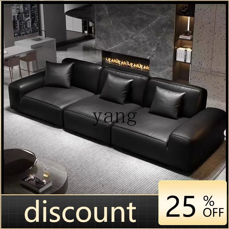 LTT simple modern living room leather tofu blocks straight row latex rest sofa