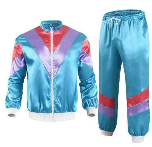 Jaren '90 Disco Trainingspak 2 stuks Joggingkleding Retro Stijl Carnaval Thema Feestpak Live Cosplay Jas en Broek cosplay kostuums