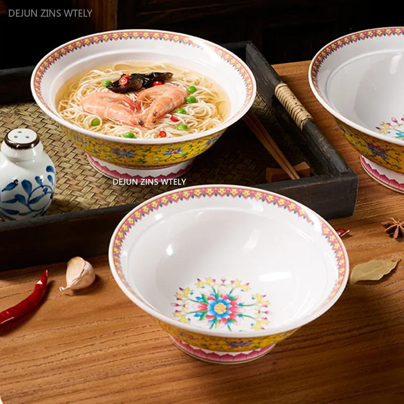 Retro Melamine Ramen Bowl Not Easily Broken Plastic Salad Bowl Home High-temperature Resistant Noodle Bowl Kitchen Accessories