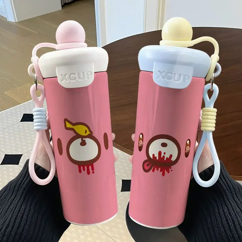 Gloomy Bear Schwimmender Ball Thermosflasche mit hohem Farbwert, Animations-Cartoon-Druck, große Kapazität, tragbarer Edelstahl-Kaffeebecher – Detail 5