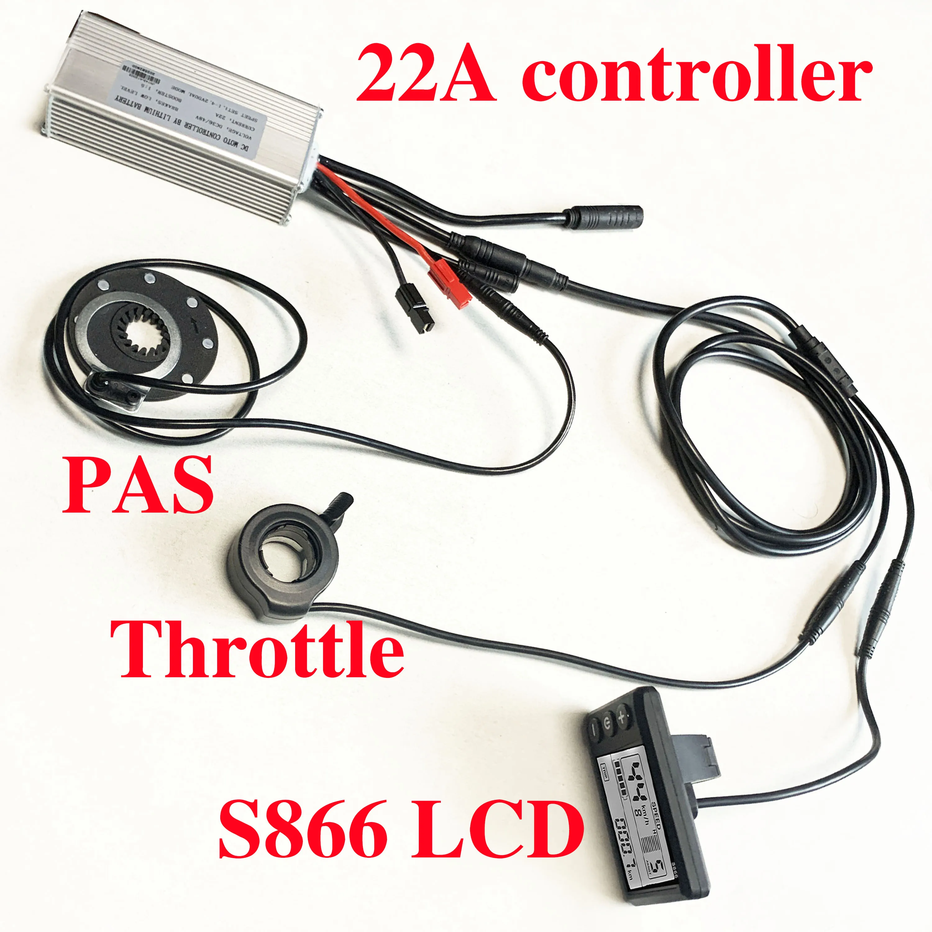 

24V 36V 48V 22A sine wave brushless motor controller with S866 meter, throttle and power assist sensor for No. 2 protocol e-bike