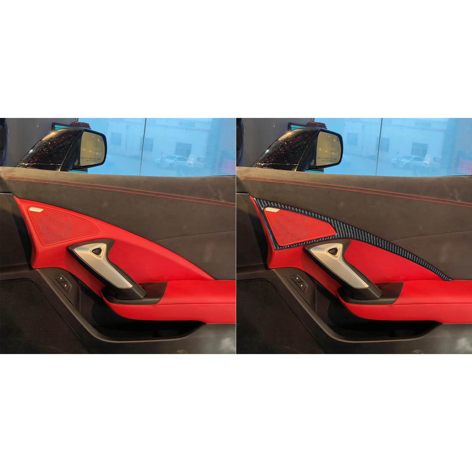 For Chevrolet Corvette C7 ZR1 Z06 2014-2019 Real Carbon Fiber Sticker Co-driver door speaker panel Car Accessories Decorative