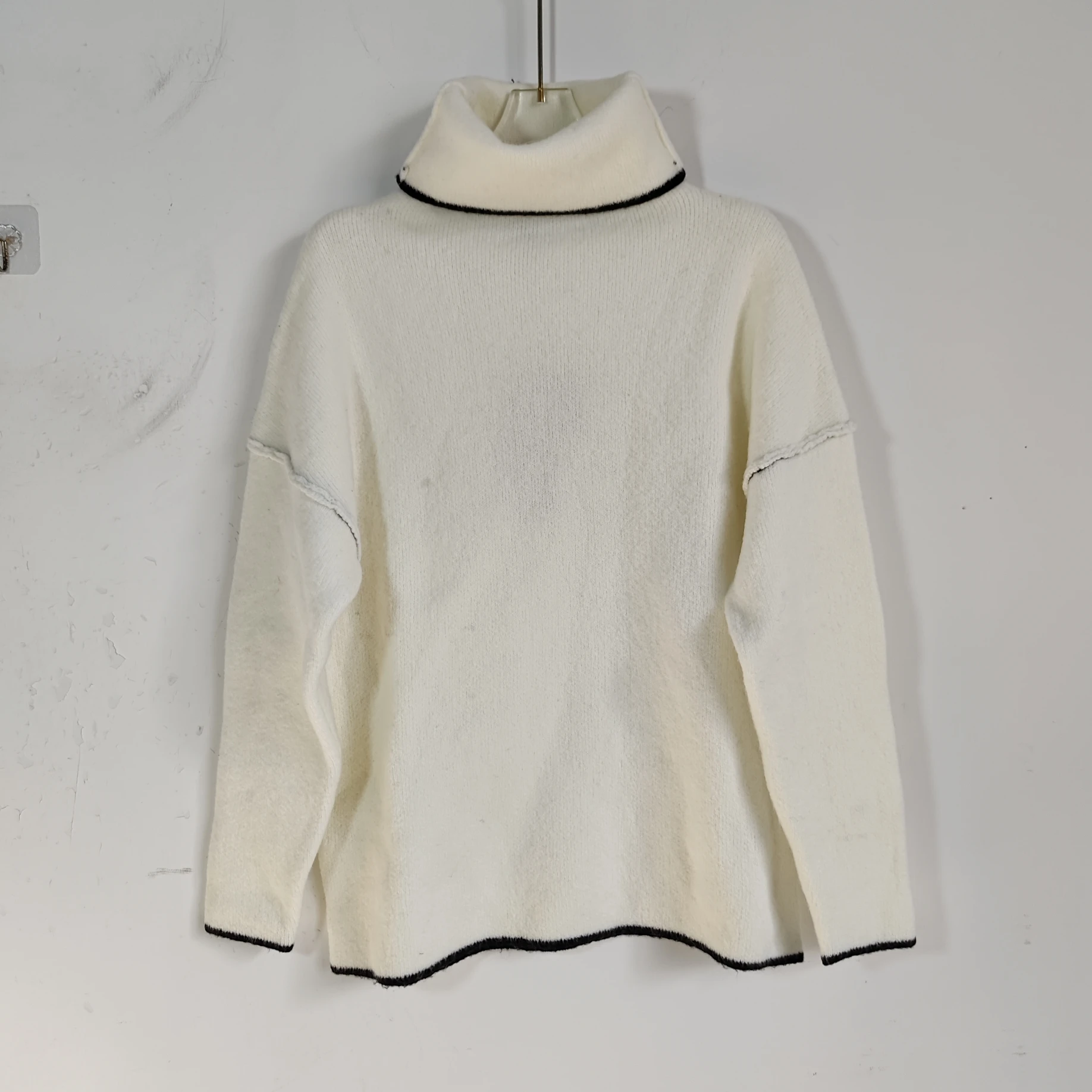 

Women's High Collar Sweater Autumn Winter New Sle Simple Loose Lazy Faion Thiened Knitted irt Beige Upper Body