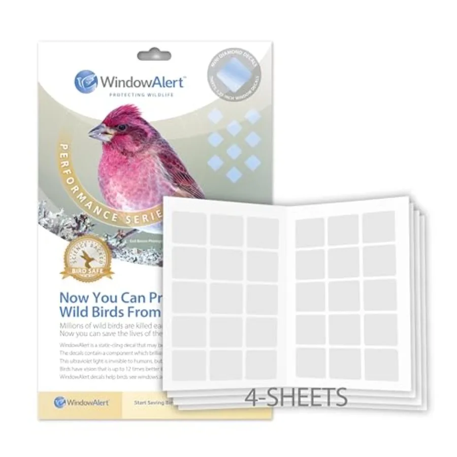 

Performance Series Anti-Collision Decal 4 Sheet Bundle - UV-Reflective Window Decal to Protect Wild Birds from Glass Collisions