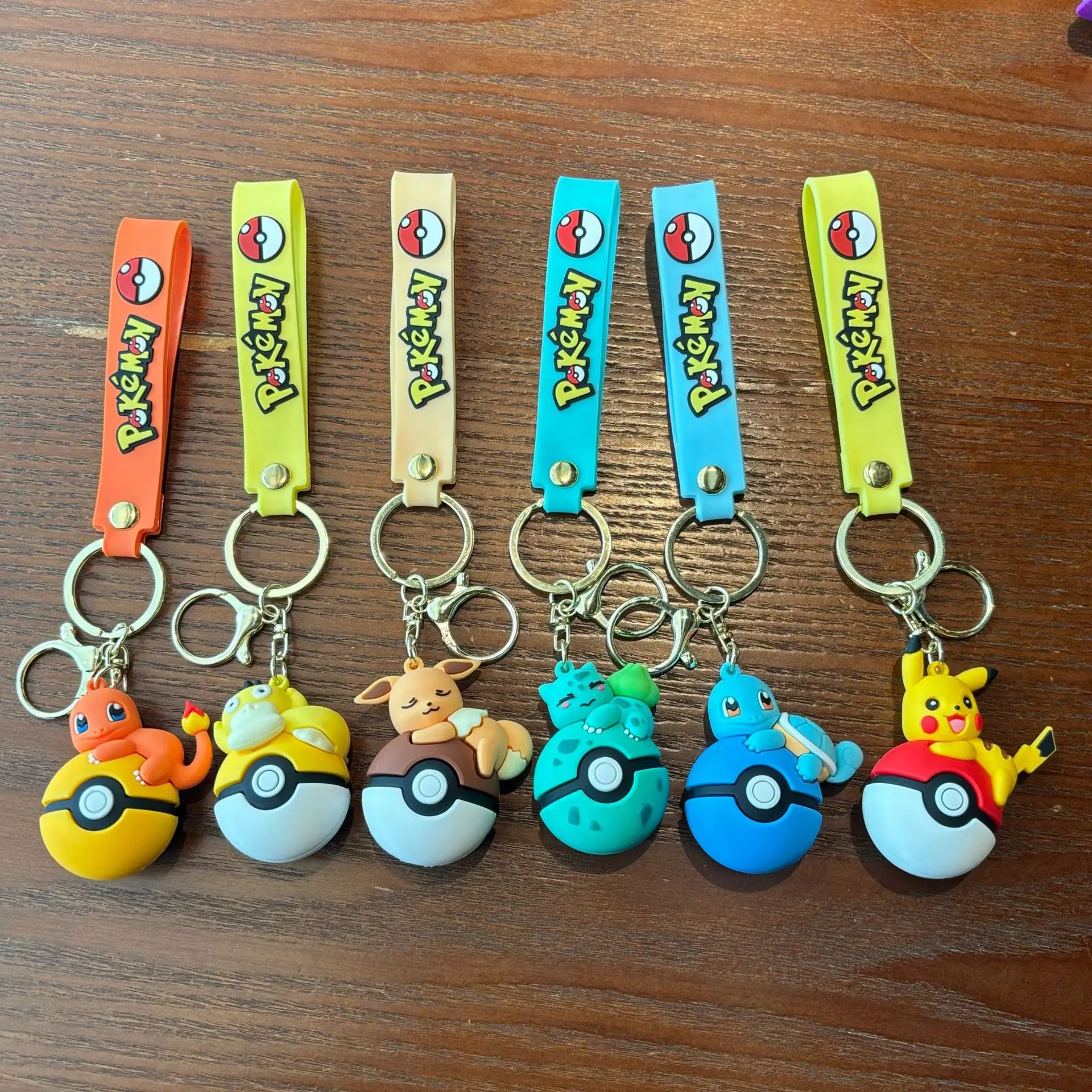 

Pikachu Ball Keychain Set, Pikachu Eevee Charmander figure Keychain, Anime Collectible Key Ring for Bag Backpack Gift
