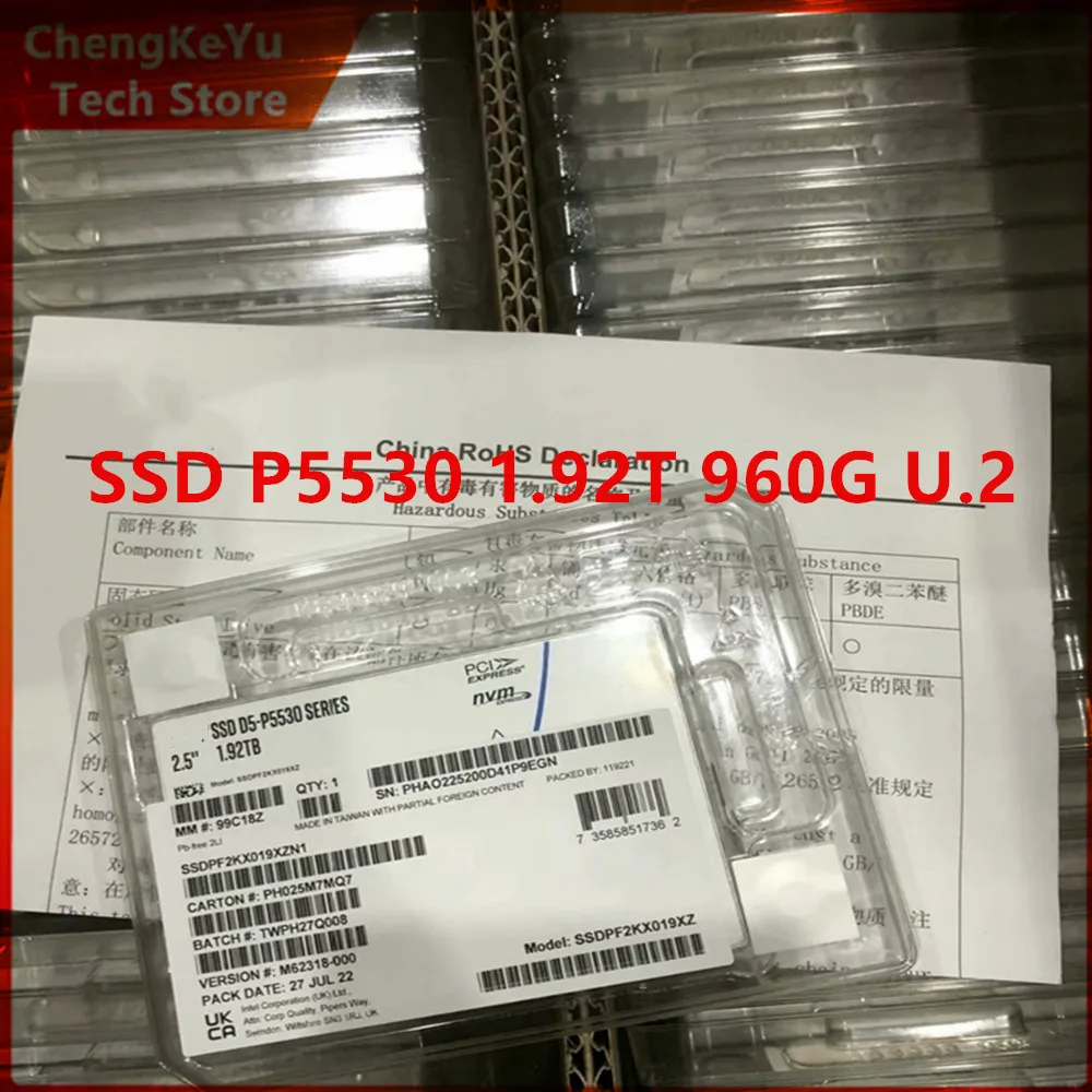 For Intel P5530 960G 1.92TB U.2 NVME PCIE4.0 High-speed Stable Durable Data Center-level Enterprise-grade SSD Solid State Drive