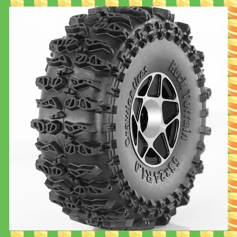 AB53 4Pcs 63Mm 1.0 Inch Metal Beadlock Wheel Tire Set For 1/18 1/24 RC Crawler Car TRX4M SCX24 AX24 FCX24 Upgrade Part