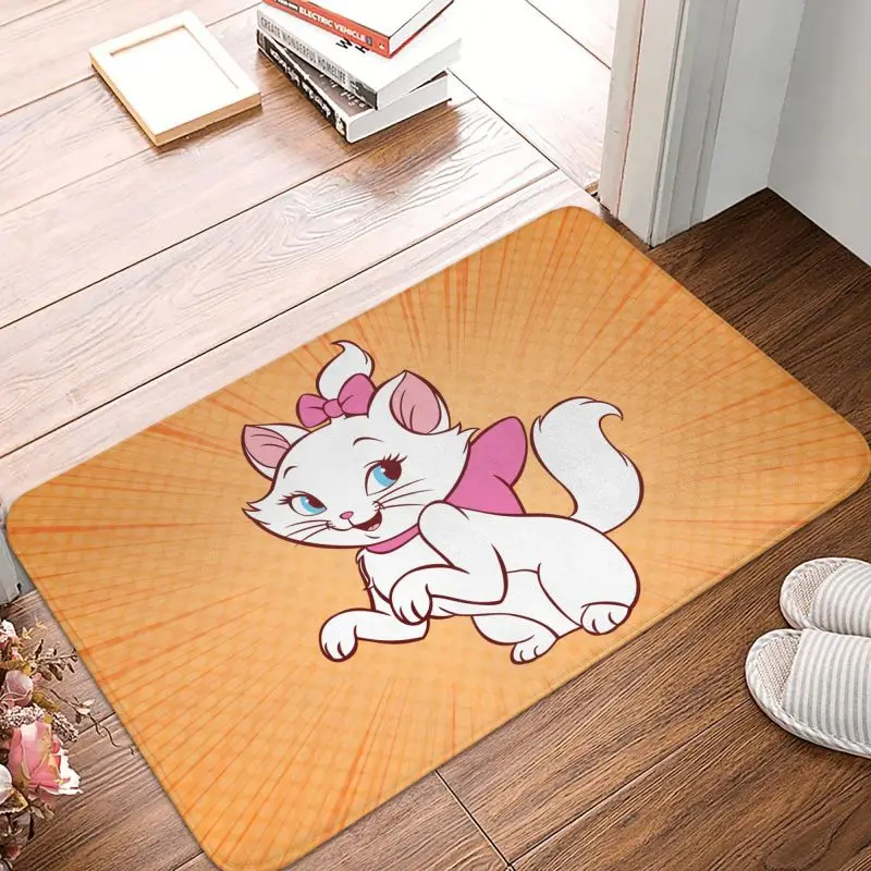 Custom Marie Cat Front Door Mat Anti-Slip Outdoor Absorbent Doormat Kitchen Balcony Entrance Rug Carpet