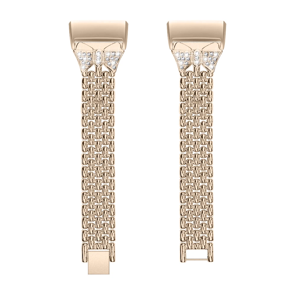 

Rhinestone Decor Metal Watch Band for Fitbit Charge 4 / 3 - Champagne