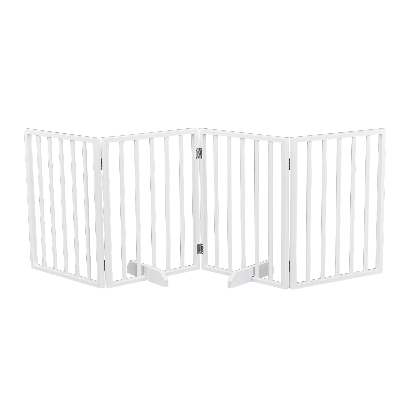 

The Wooden Dog Fence White Free Standing Dog Gate Freestanding Pet Gate 4 Panels Foldable Dog Gate for Narrow Passageways Expandable Dog Barrier
