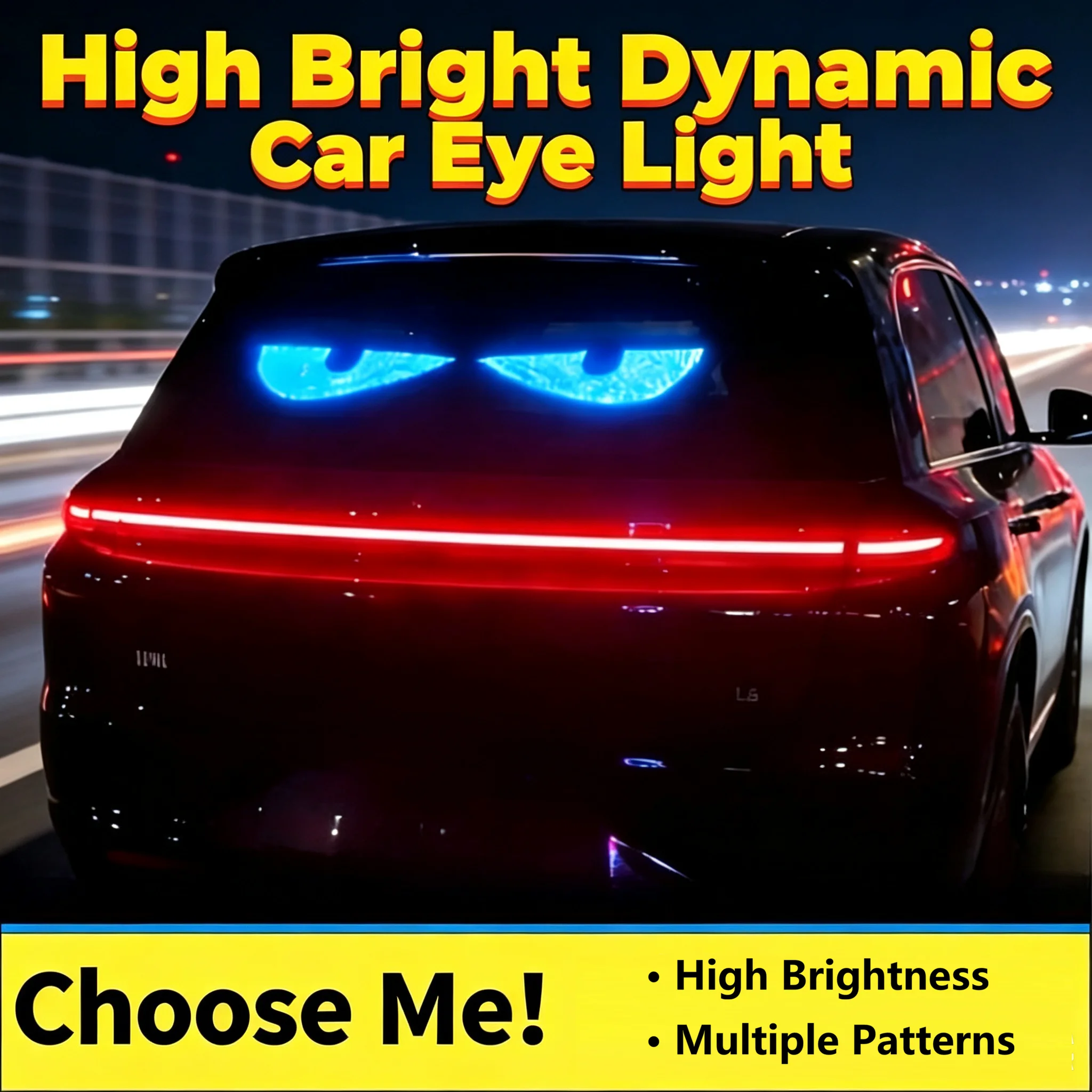 Programmable Dynamic Blinking Demon Eye Car LED Display Panel USB Static Adhesive Rear Window Decor Light