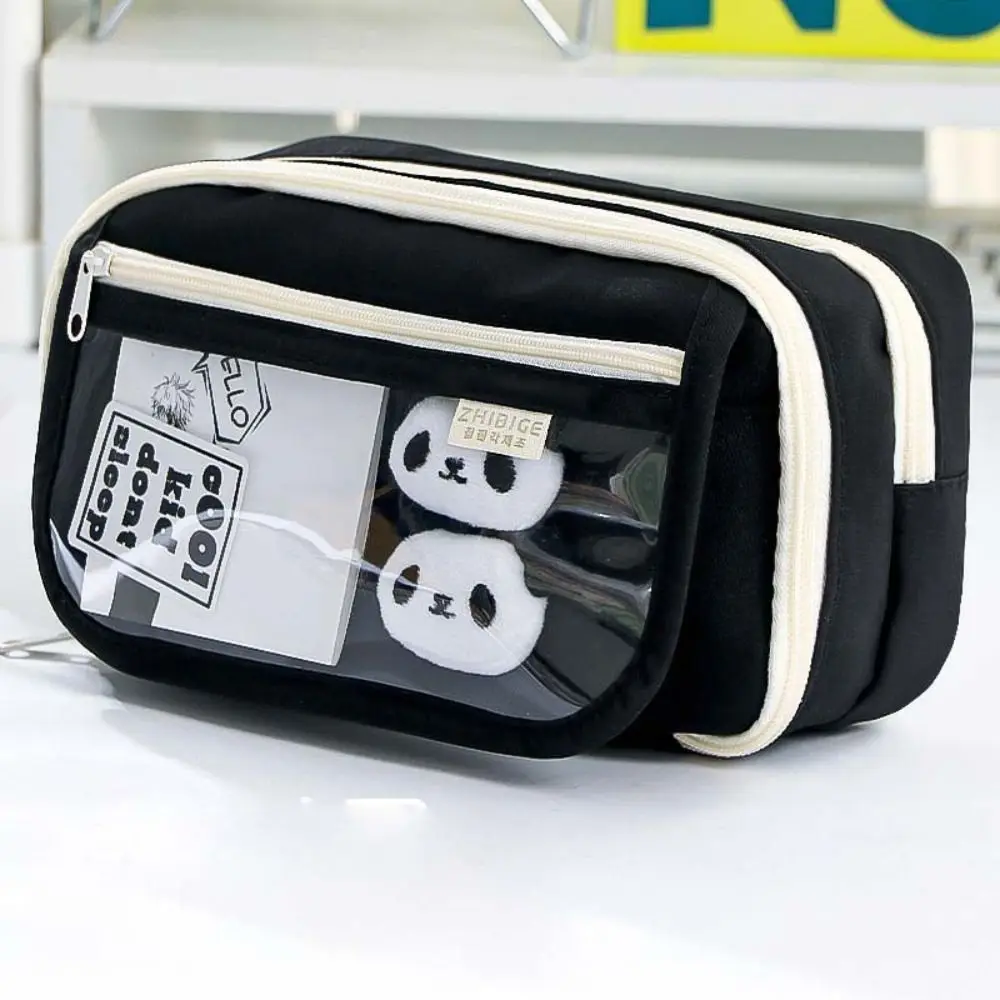 Imagem -04 - Estojos de Lápis Panda com Bolso Frontal Estojo Portátil dos Desenhos Animados Bolsa de Armazenamento Multifuncional Panda Papelaria