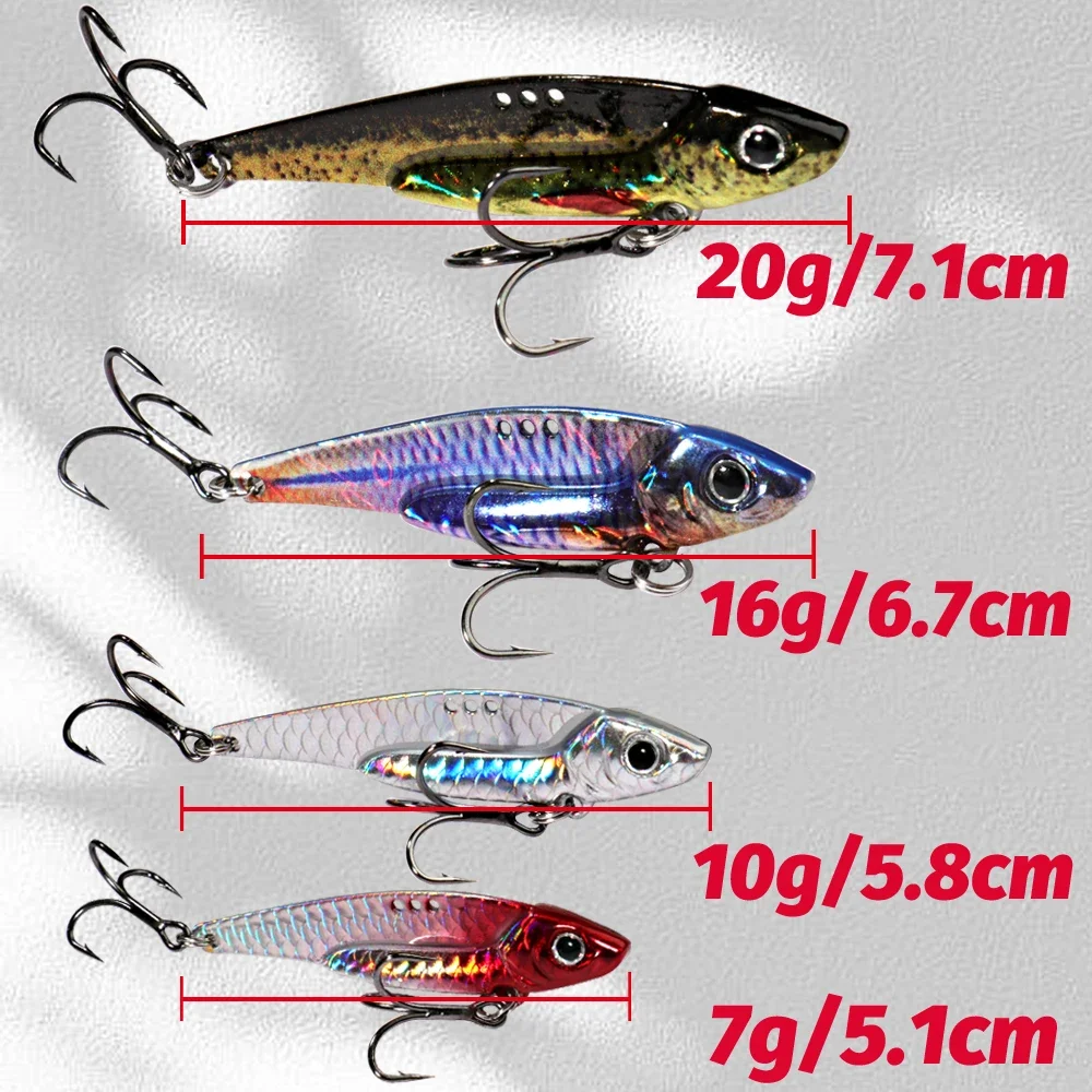 VIB 7g 10g 16g 20g Metal Jig Bait Spinner Spoon Sinking Blade Spinning Treble Hook Steel Ration Pesca Tackle Carp Fishing Lure