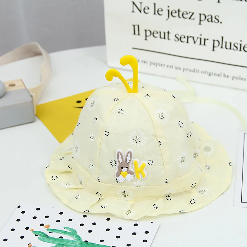 Printed Baby Fisherman Hat Drawstring Boys Girls Sun Visor Korean Spring Autumn Thin Baby Bucket Hats Caps for Kids 0-8 Months