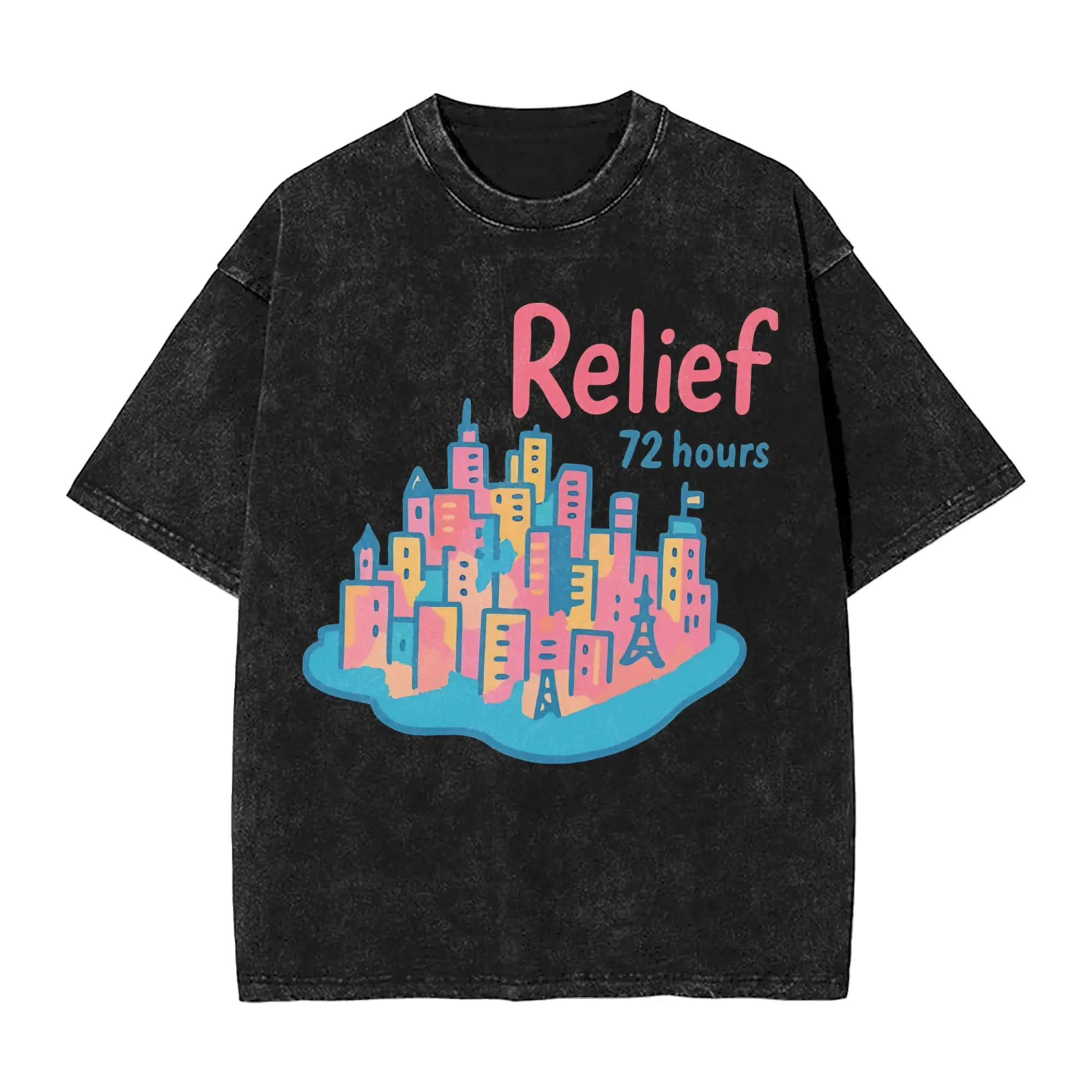 Relief 72 Hours - Yurie Kokubu TOSHIKI KADOMATSU Washed T Shirts Streetwear Hip Hop Fashion T-Shirts  Tee Shirt Men Women