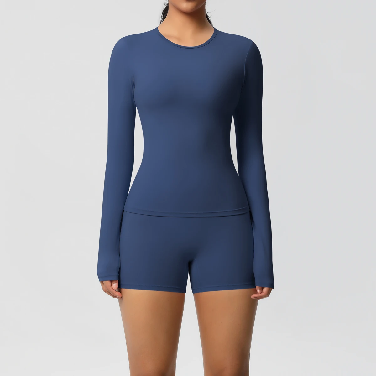 2 個スポーツウェアヨガセットジム服ヨガスーツ女性のためのフィットネスセットジャージスポーツ長袖クロップトップジムレギンス