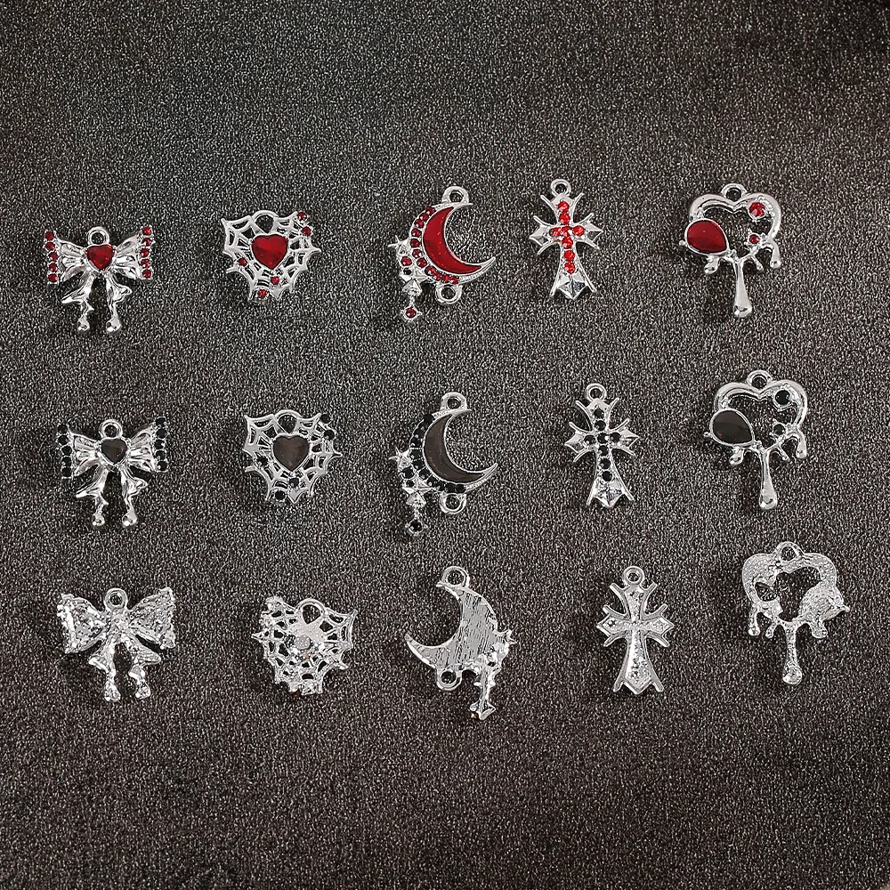 سلسلة مجوهرات على الطراز القوطي الداكن بتصميم عتيق يمكنك صنعها بنفسك، إكسسوار على شكل قلب على شكل فيونكة زيتية بالتنقيط