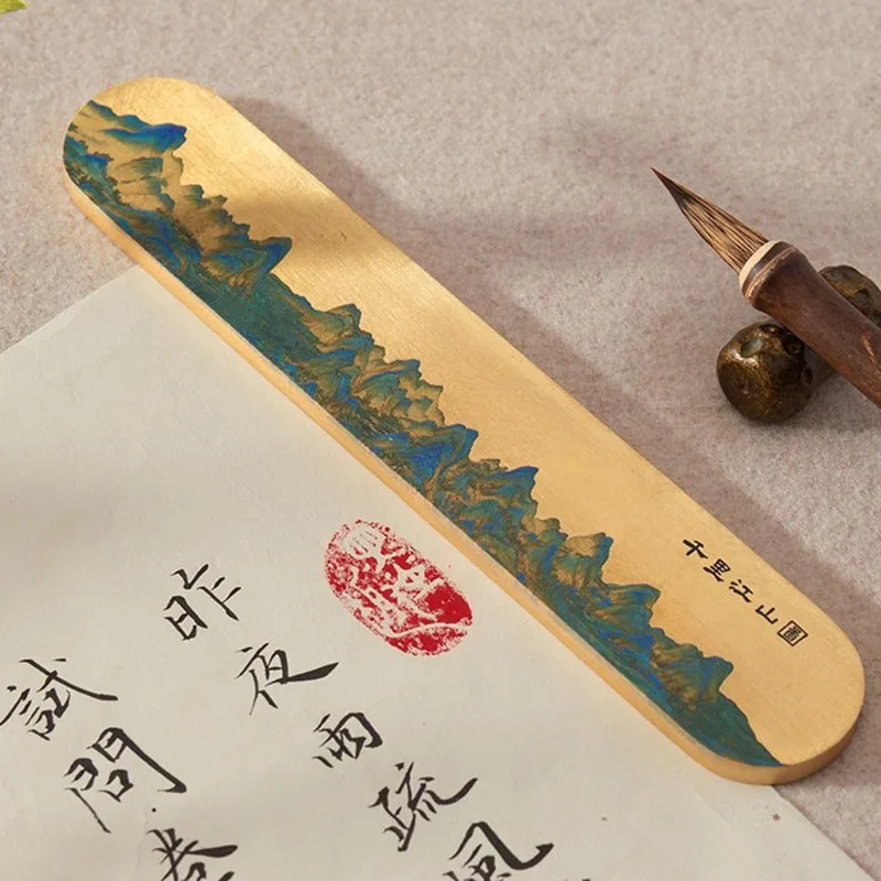 1PCS Colorful Brass Paperweight Chinese Calligraphy Ink Painting Paper Weight Creative Useful Paper Pressing Tools