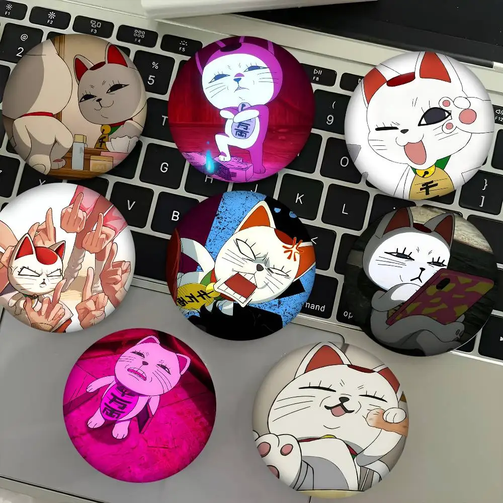 1pc Funny Cartoon Cat Turbo Momo Aira Cartoon Style Badge Brooches On Backpack Decoration Round Enamel Pins For Accessorys