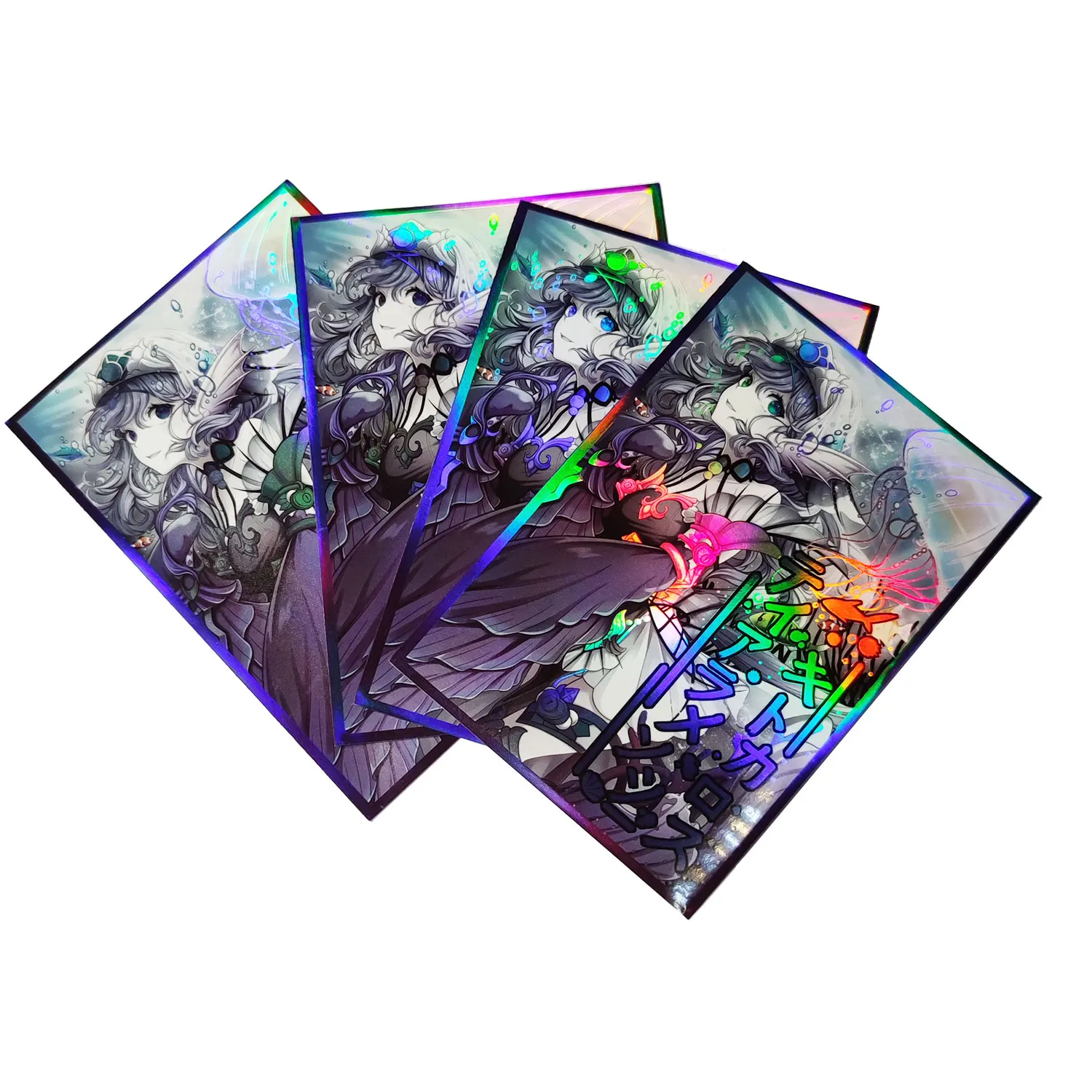 

50 PCS Holographic Anime Card Sleeves 63mm x 90mm Top Loading Inner Trading Card Sleeves for YGO Japanese Size Card Protector