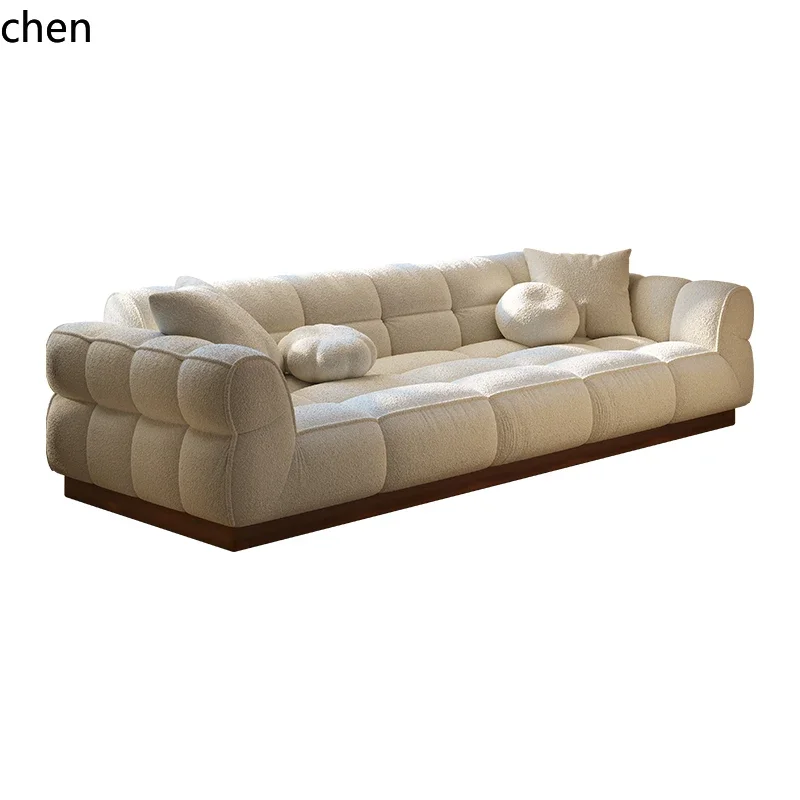 

Zws. Cream wind straight row fabric sofa simple modern living room marshmallow sofa creative new