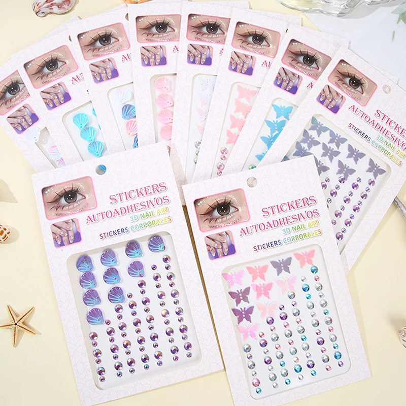 Colorful Butterfly Shell Face Decorative Diamond Sticker Nail Drill Gemstone Stickers Stage Eye Drill Stickers Pearl Sticke