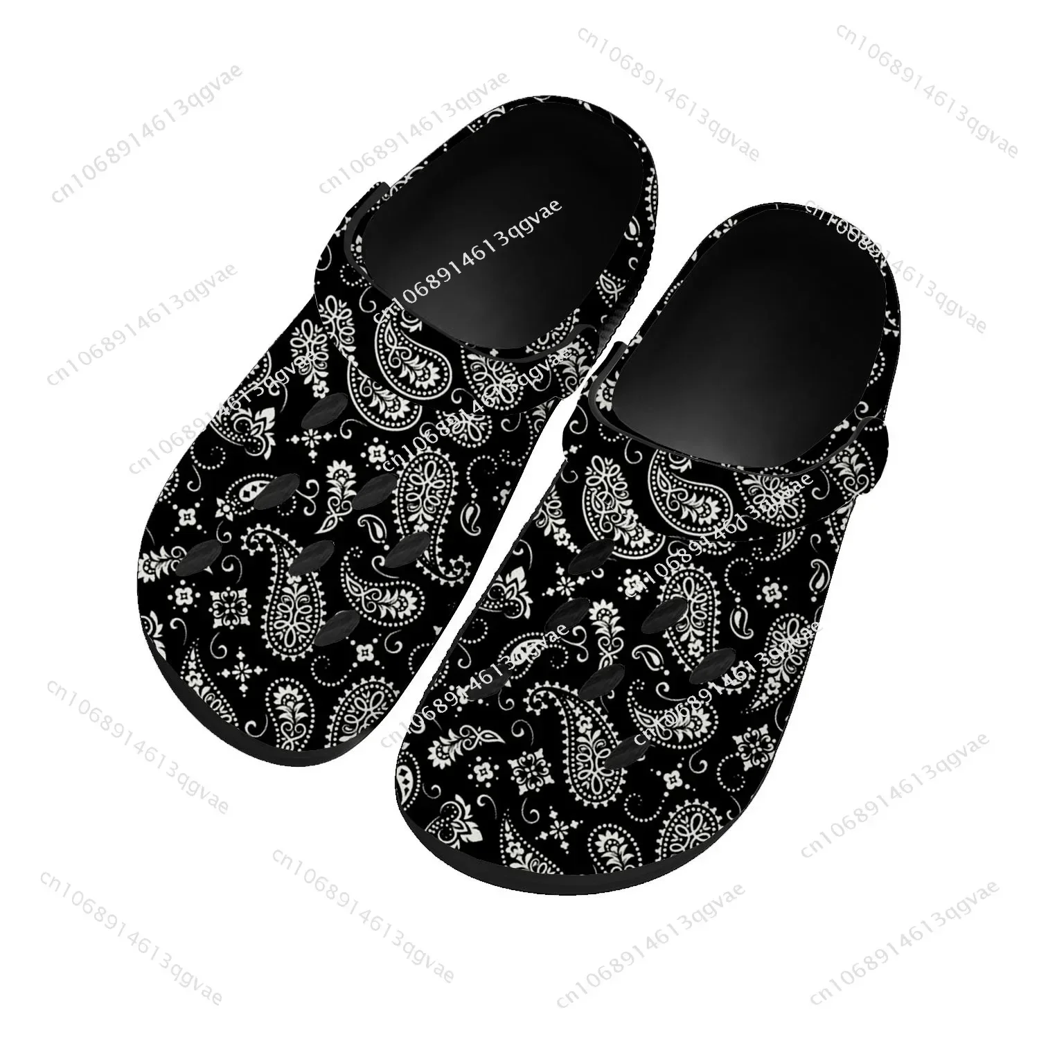 

Paisley Print Gifts Home Clogs Custom Water Shoes Mens Womens Teenager Sandals Garden Clog Breathable Beach Hole Slippers Black