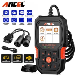 ANCEL HD601 Heavy Duty Truck Scanner HD OBD All System Diesel Scan Tool Engine ABS ECU Reset for John Deere Peterbilt Paccar