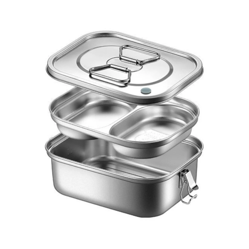 

Silver Stainless Lunch Box High Quality High Quality Leak Proof Spacious Double Layer Home Decoration Household Cleaning Tools