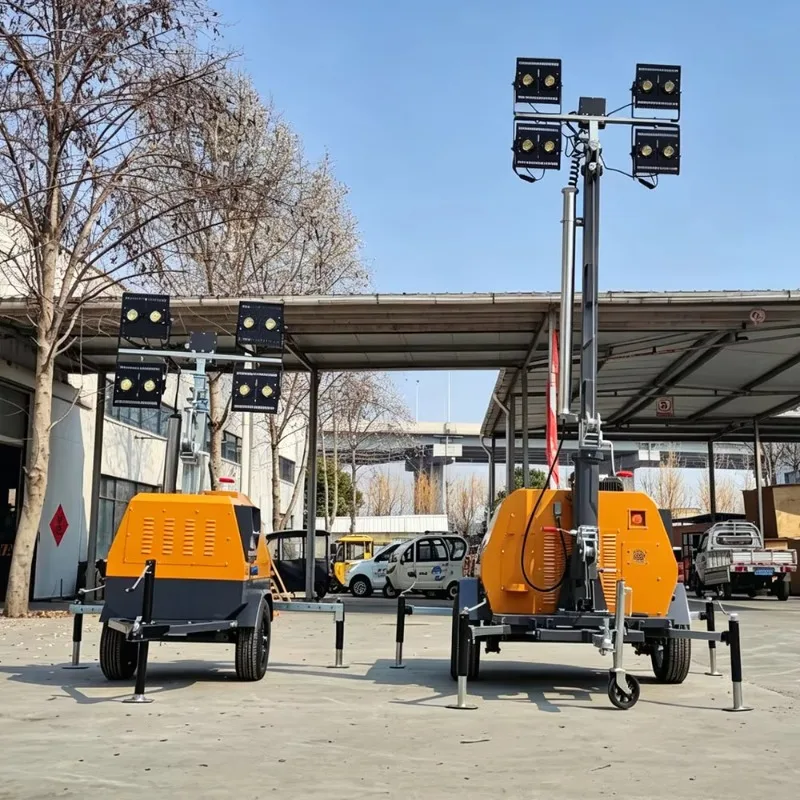 Trailer Mobile Light Tower 4x1000W LED 4.5M Telescopic Pole Remote Control Customized Emergency Industrial Lighting