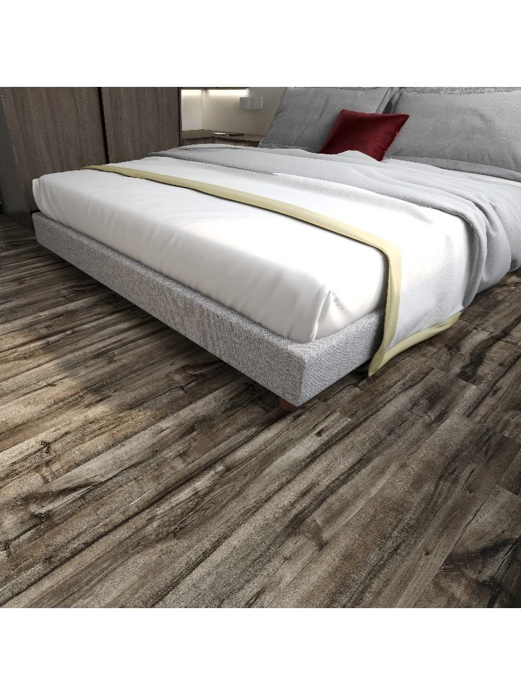 Customized version waterproof 4-9mm hand-scratched wood pattern PVC bathroom rigid core SPC plastic floor