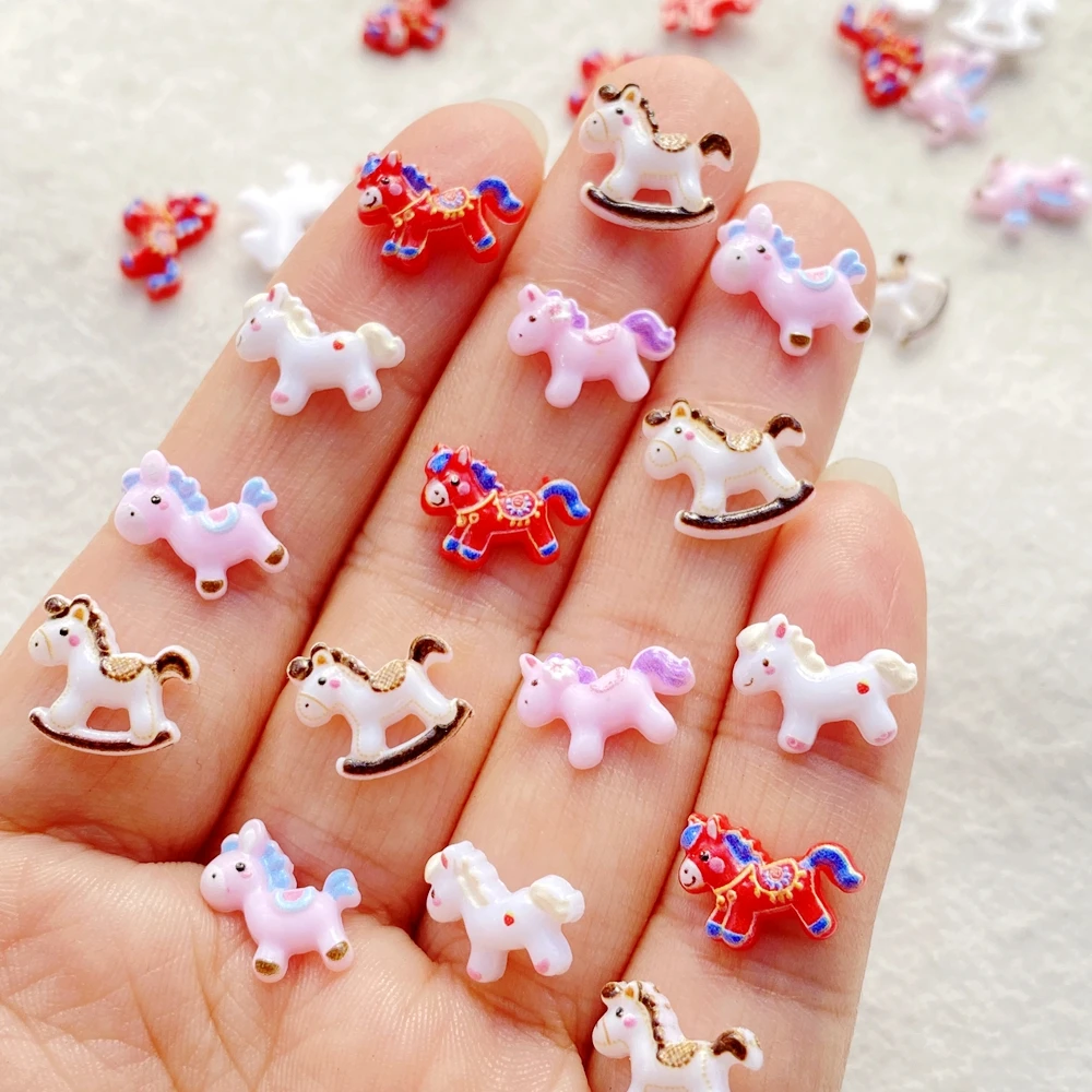 50 قطعة لطيف صغير الكرتون يونيكورن الحصان مسمار الفن السحر الإبداعية الملونة الراتنج مسمار الزينة DIY بها بنفسك دبوس الشعر الأظافر الحرف #3