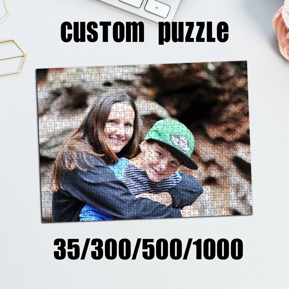 35/300/500/1000 Stück personalisiertes, individuelles Foto-Familien-Reisepuzzle, personalisierte Bildblöcke, Weihnachten, Neujahr, Valentinstag