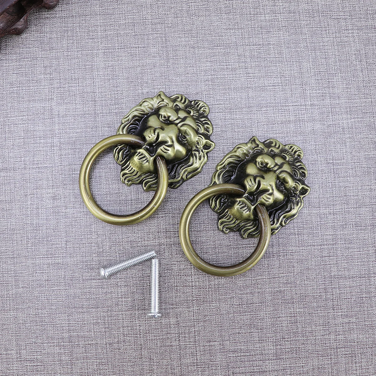 

6pcs Drawer Cabinet Lion Head Pull Handle Knobs with Drawer Ring Door Rings Pull Handle Knobs for Home Bronze