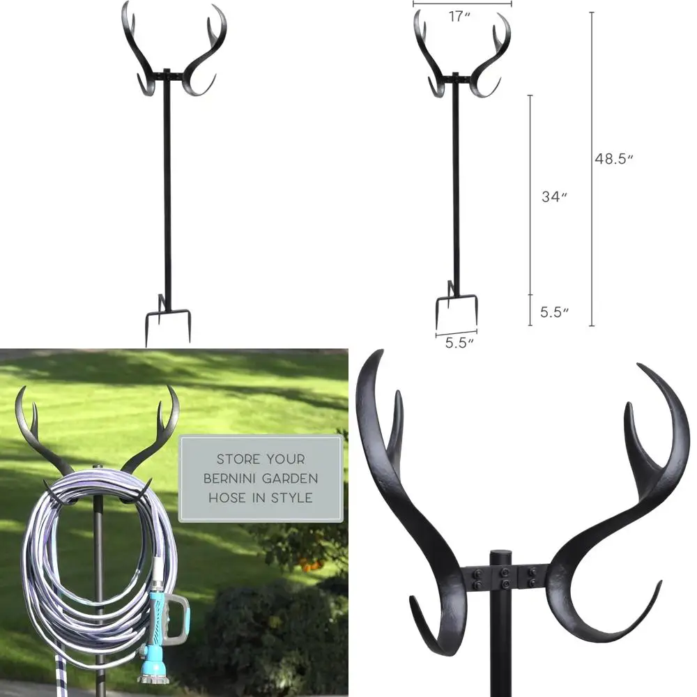 

Отдельно стоящий металлический держатель садового шланга, декоративный и функциональный, легко катушки шланга длиной 100 футов, для хранения водяного шланга на открытом воздухе.