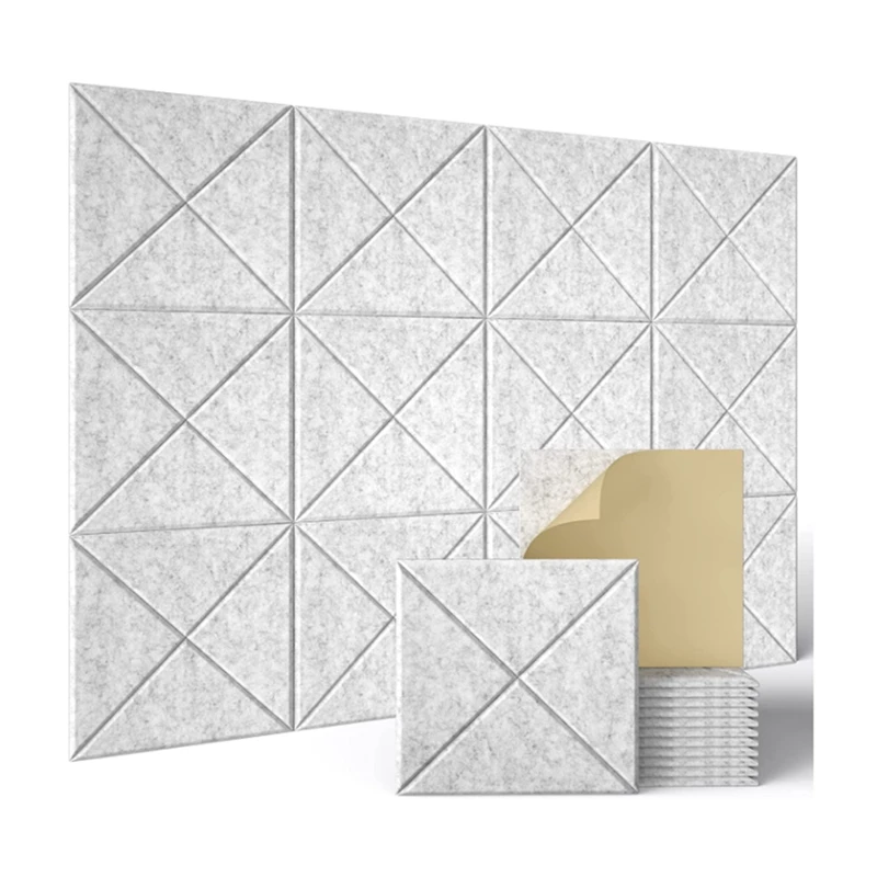 NEW-12 Pack Acoustic Panels Sound Dampening Panels,Sound Proof Padding Beveled Edge Tiles,For Wall Decor &Acoustic Treatment