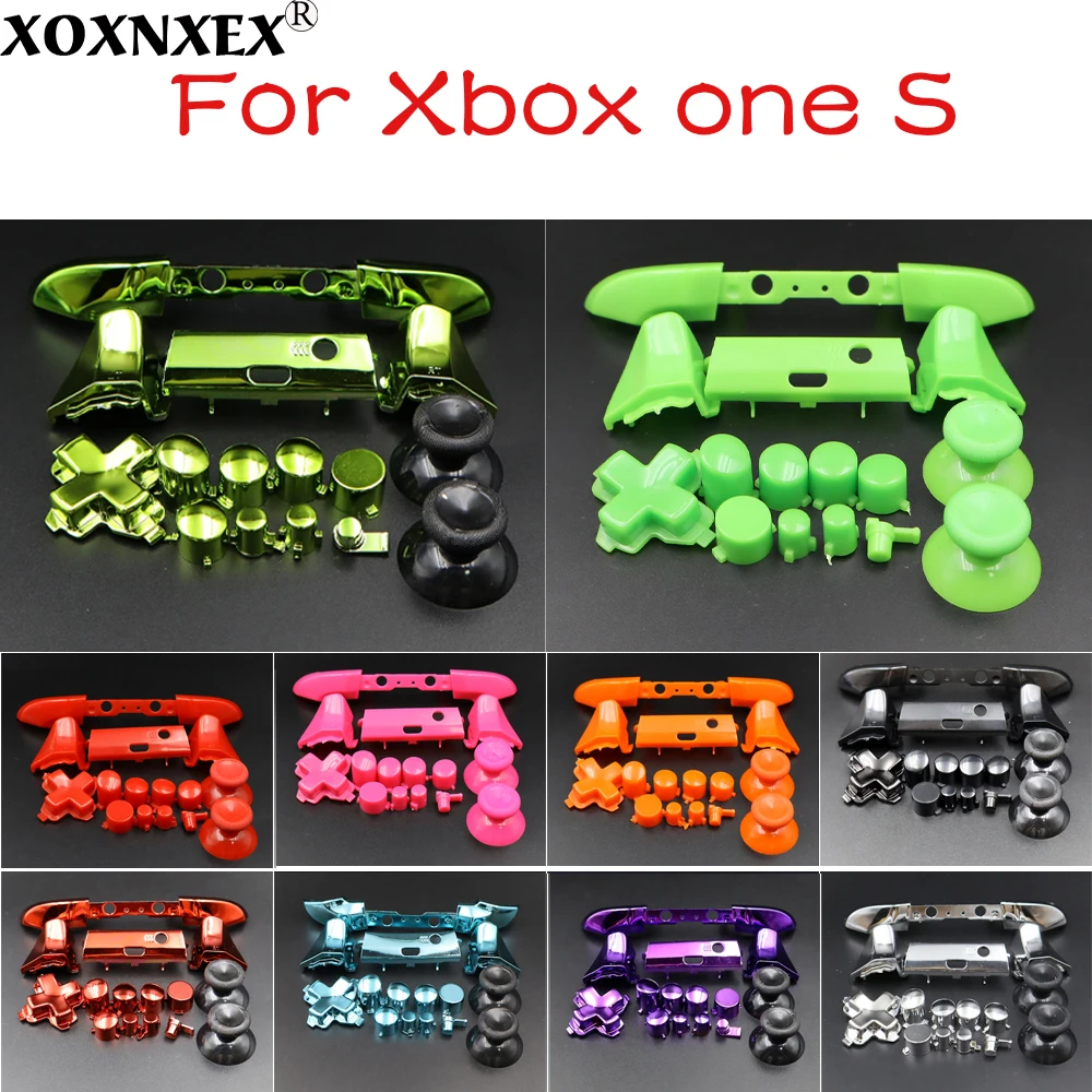 Xbox One S 핸들 D패드 ABXY 트리거 그립 스틱 부품 풀 크롬 버튼 교체용 (Xbox One S 슬림 컨트롤러용) 1세트