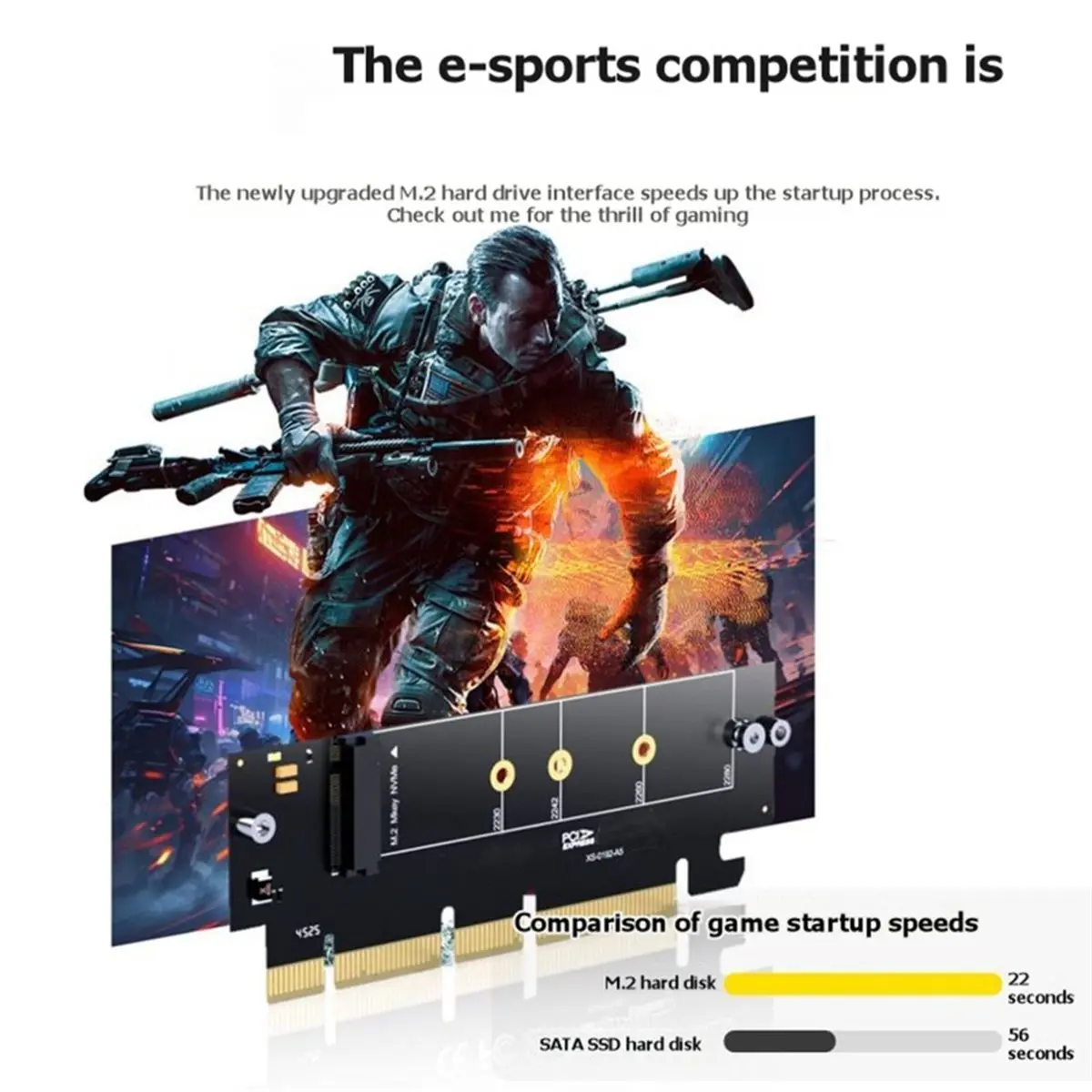 PCIe to M.2 NVMe Expansion Card 64Gbps with Heatsink Cover Support 2230/2242/2260 B