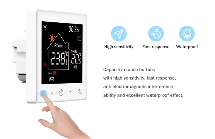 Glomarket Tuya APP Wifi Voice Control Lcd Screen Weekly Programming Smart Wifi Fan Coil Thermostat &floor Heating Thermostat