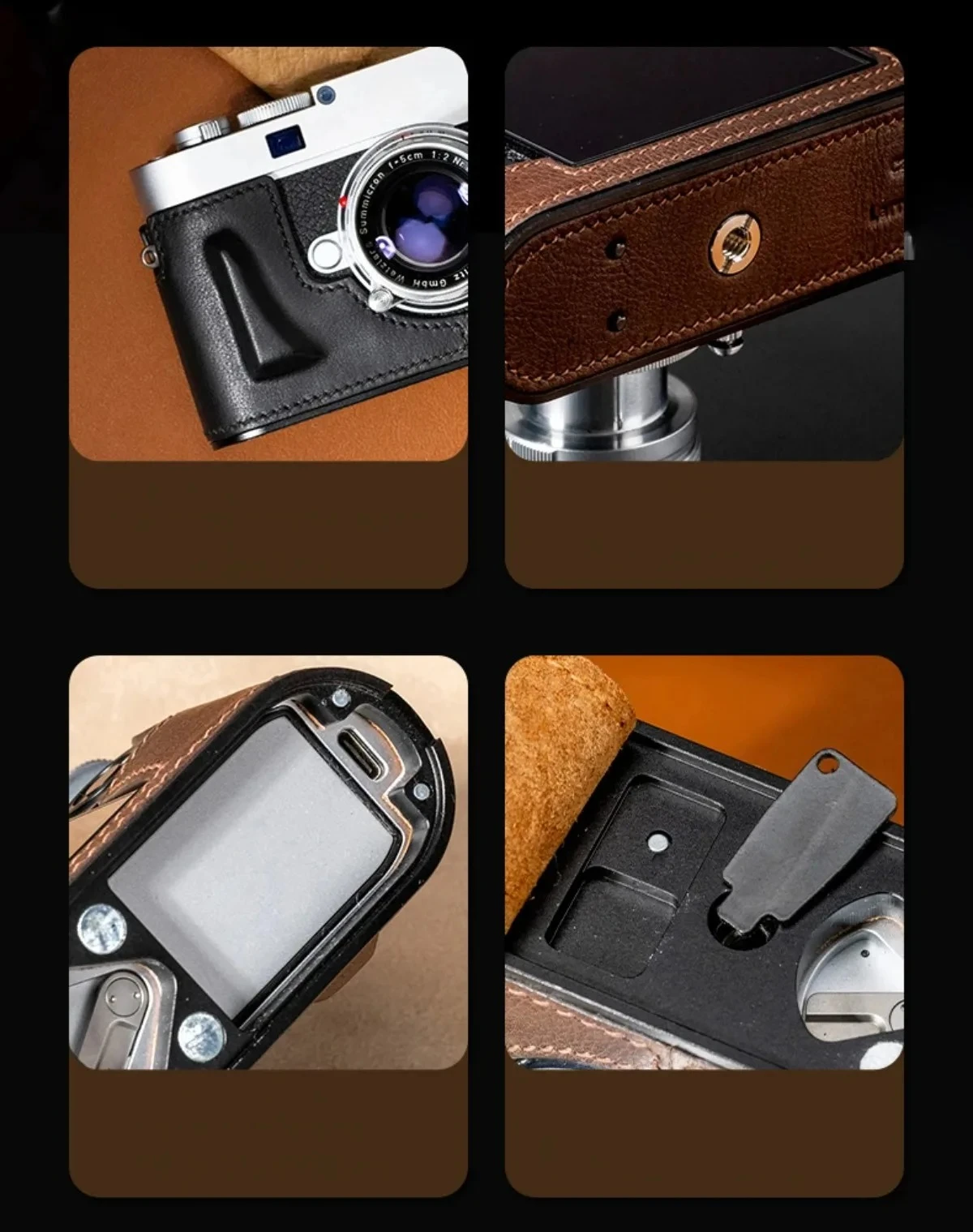Genuine Real Leather Vintage Camera Bag Protect Case Cover Half Base Grip for Leica M11 M-11 M11-P Camera Backpack