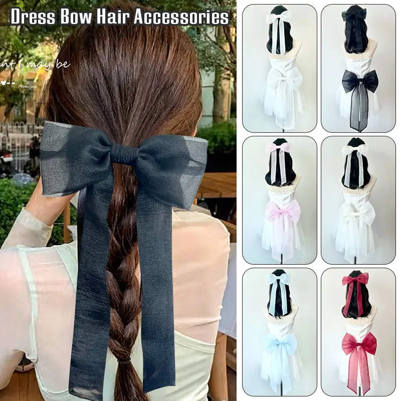 

Elegant Large Bow Ribbon Chiffon Bowknot Bow Princess Belt Hair Accessories For Dress Decor Waistbelt Multi-function Ribbon