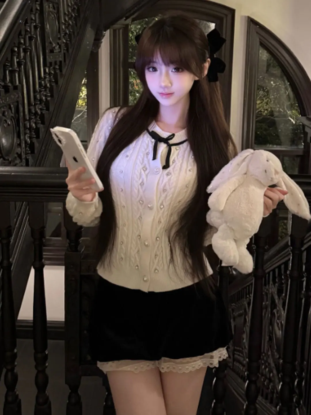 

Шикарный весенний вязаный свитер с нежным узлом в корейском стиле, приталенный, с длинными рукавами, модный женский топ для любого случая