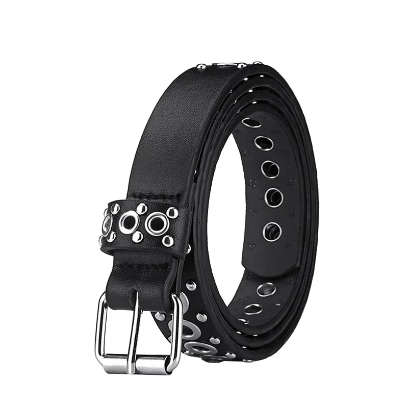 New Punk Style Belts Fashionable and Versatile Eye-catching Hollow Decoration Pin Buckle Belt Casual Simple Women Belt