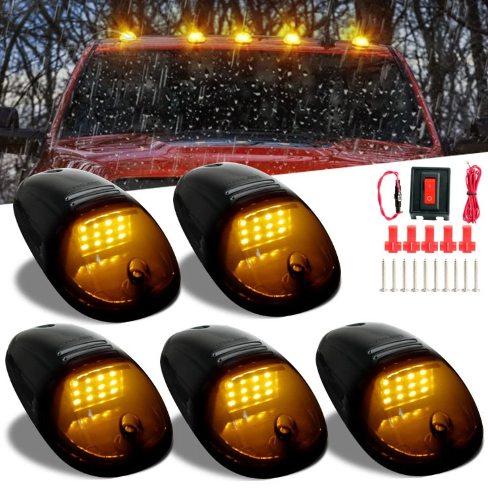 5 uds luz de ratón de techo blanco ámbar luces de circulación de techo de cabina luces de cabina luces LED de marcador de techo luz LED de trabajo para conducir y correr