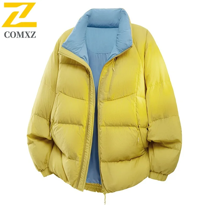COMXZ Luxury Mens Down Jacket Stand Collar Snow Skiing Thickened Warm Parka Street Style Lightweight Winter Zipper Outerwear