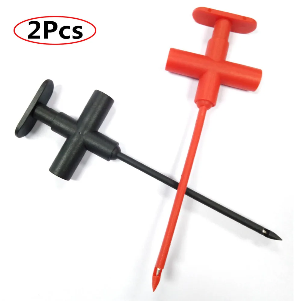 2Pcs Insulation Puncture Probe Auto Repair Multimeter Test Clip Spring Loaded Puncture-free Test Probe Pluggable 4mm Banana Plug