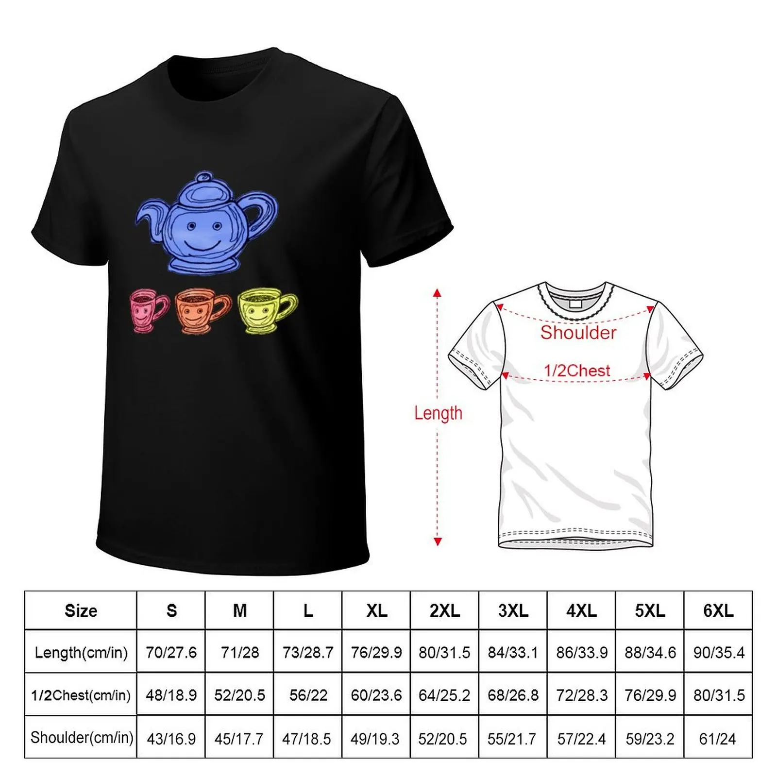 Teapot and Cup colour illustration T-Shirt Sweat Absorbing Sports Tee Shirt