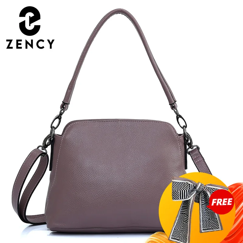 Zency Genuine Leather Bags For Women Vintage Simple Small Handbag Casual High Quality Female Shoulder Crossbody Tote Bag Winter